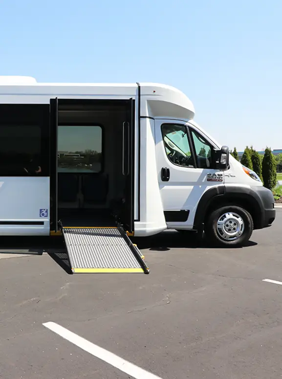Handicap accessible vehicles in Jackson white wheelchair accessible bus